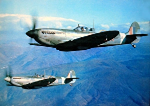Supermarine Spitfire IX pair of No 241 Squadron aloft N Supermarine Spitfire IX pair of No 241 Squadron aloft N