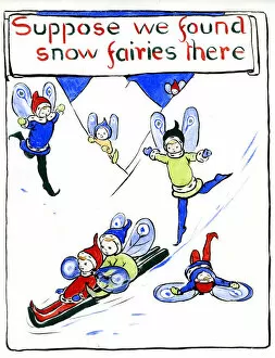Sledding Gallery: Suppose we found snow fairies there, by Minnie Asprey