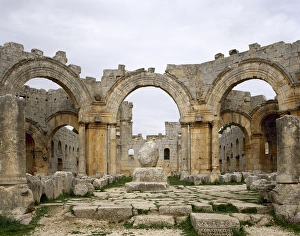 Syria. Basilica of St. Simeon (476-491). Courtyard with the Syria. Basilica of St. Simeon (476-491). Courtyard with the