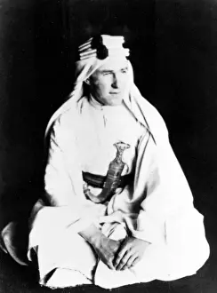 Lawrence Of Arabia Prints: T E Lawrence in Arab Costume Print, circa 1916-1918