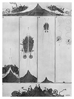 A Tale of Two Tanks by Heath Robinson, WW1 cartoon A Tale of Two Tanks by Heath Robinson, WW1 cartoon