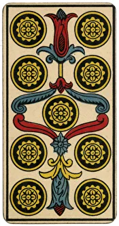 Tarot Card - Deniers (Coins) VIIII (IX) Tarot Card - Deniers (Coins) VIIII (IX)