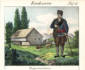Tatar of the steppes with pipe, dagger and crook Tatar of the steppes with pipe, dagger and crook