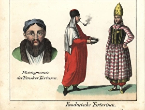 Tatar women smoking a pipe and wearing a miter Tatar women smoking a pipe and wearing a miter