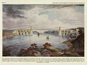1819 Gallery: Telfords suspension bridge across the Menai Straits