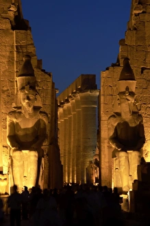 Temple of Luxor. Night view of the colossi of Ramses II Temple of Luxor. Night view of the colossi of Ramses II