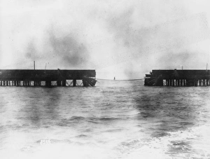 Temporary bridge at Zeebrugge, Belgium, WW1 Temporary bridge at Zeebrugge, Belgium, WW1