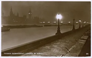 Thames Embankment by night - View toward Westminster, London Thames Embankment by night - View toward Westminster, London