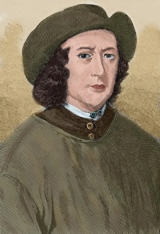 Thomas Britton (1657-1714). Colored enEngraving Thomas Britton (1657-1714). Colored enEngraving