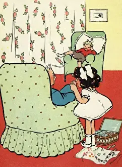 Vintage Sewing Techniques Prints: Threading a needle