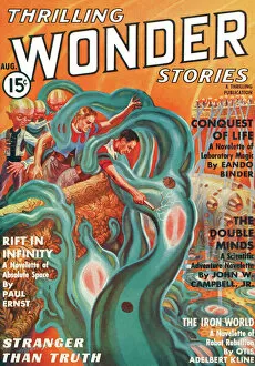 Sci Fi Magazine covers Collection: Thrilling Wonder Stories scifi magazine cover - THE DOUBLE MINDS