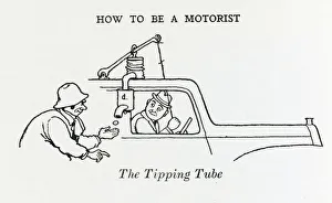 <b class=qtipBold><figcaption>Tipping tube / W H Robinson</figcaption></b><br>When asking for directions it is a kindly act to requite the informant with a small sum in coins. When dispensed from the 'tipping tube' it prevents the struggle with pockets and the severe strain on a drivers braces. Please note: Credit must appear as (c) Courtesy of the estate of Mrs J.C.Robinson/Pollinger Ltd/Mary Evans Picture Library<br><em>© Mary Evans Picture Library 2015 - https://copyrighthub.org/s0/hub1/creation/maryevans/MaryEvansPictureID/10412136</em> Tipping tube / W H Robinson