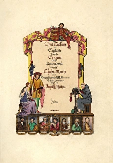 Title page illustrated with a herald, a monk Title page illustrated with a herald, a monk