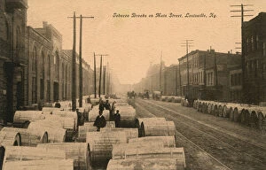Tobacco barrels on Main Street, Louisville, Kentucky, USA