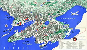 Norwegian Collection: Tourist map of Bergen, Norway