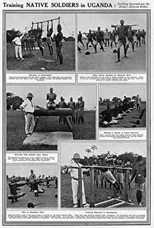 Training native soldiers in Uganda, WW1