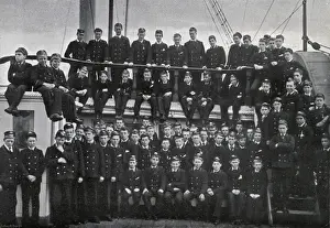 River Mersey Prints: 1898 Print of HMS Conway Cadets at Sea