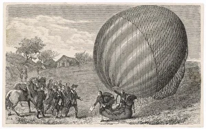 <b class=qtipBold><figcaption>Transport/Flight/Balloon</figcaption></b><br>Ballooning pioneers Charles and Robert land at Nesles, France<br><em>© Mary Evans Picture Library</em> Transport/Flight/Balloon