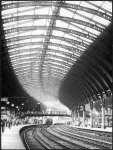 Prints of A steam train entering York railway station, Yorkshire, England United Kingdom Prints: York Railway Station Print - Steam Train Arrival