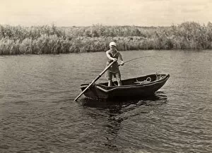 Trawling for pike, Norfolk Broads, 1930s