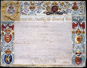 <b class=qtipBold><figcaption>Treasury Commission</figcaption></b><br>Treasury Commission, 3 June 1826, from King George IV Date: 3rd June 1826<br><em>© Mary Evans / National Archives</em> Treasury Commission