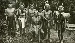 Images Dated 7th August 2018: Tribal chief and his bodyguards, Borneo, SE Asia