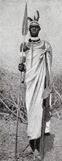Tribesman with his spear, French Congo, Central Africa Tribesman with his spear, French Congo, Central Africa
