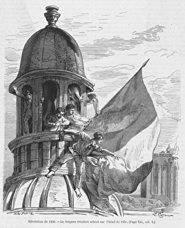 <b class=qtipBold><figcaption>Tricouleur Hotel Ville</figcaption></b><br>The insurgents raise the tricouleur over the Hotel de Ville.<br><em>© Mary Evans Picture Library</em> Tricouleur Hotel Ville
