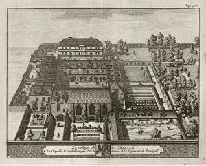 <b class=qtipBold><figcaption>Trinity College 1675</figcaption></b><br>A bird's-eye view of the college showing the chapel, refectory, library, gardens & grounds. One of 39 engravings made of Oxford Colleges by this artist.<br><em>© Mary Evans Picture Library</em> Trinity College 1675
