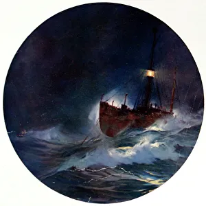 A Trinity House Lightship on a stormy night, early 20th cent A Trinity House Lightship on a stormy night, early 20th cent