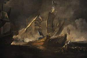 A turkish galley in an encounter with two british warships A turkish galley in an encounter with two british warships