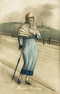 Turkish girl on a bridge over the Golden Horn Turkish girl on a bridge over the Golden Horn