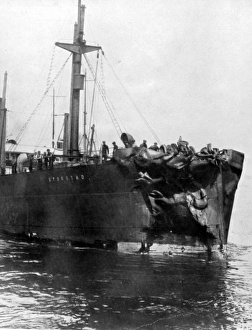 The twisted bow of the Storstad, after the collison with the The twisted bow of the Storstad, after the collison with the