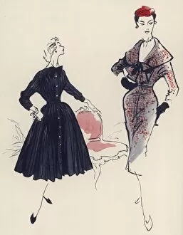 Skirt Gallery: Two types of dresses, 1954