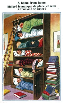 <b class=qtipBold><figcaption>Unusual Bed Cupboard</figcaption></b><br>A sleeping cupboard with seven shelves for seven people, plus the essential ladder!<br><em>© Mary Evans Picture Library</em> Unusual Bed Cupboard