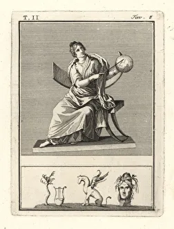 Urania, muse of astronomy, with celestial globe and staff Urania, muse of astronomy, with celestial globe and staff