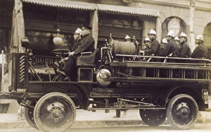 Uruguay - Montevideo Fire Department and their engine Uruguay - Montevideo Fire Department and their engine