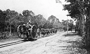 Use of manpower on mini railway, Schaedels Farm, WW1 Use of manpower on mini railway, Schaedels Farm, WW1