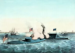 Images Dated 7th September 2011: USS Monitor and CSS Virginia ironclad naval battle
