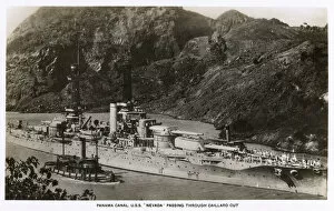 Passing Gallery: USS Nevada, American battleship, Panama Canal