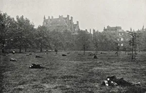 Vagrants asleep in Green Park, Central London Vagrants asleep in Green Park, Central London