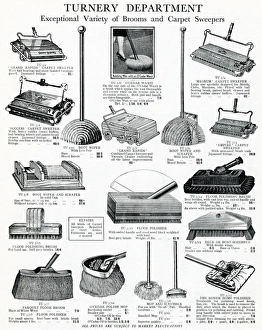 Variety of brooms and carpet sweepers 1929 Variety of brooms and carpet sweepers 1929