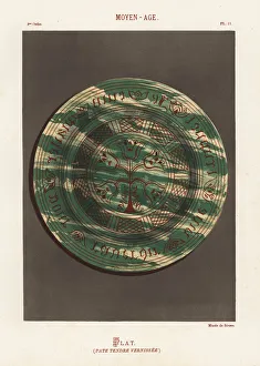 Varnished soft-paste plate decorated with Varnished soft-paste plate decorated with