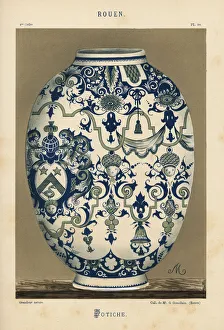 Vase or potiche from Rouen, with heraldic Vase or potiche from Rouen, with heraldic