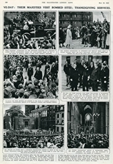 VE Day celebrations: their Majesties visit bomb sites VE Day celebrations: their Majesties visit bomb sites