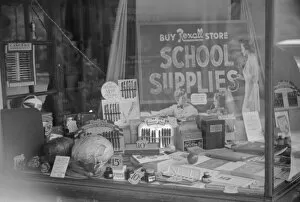 Osage Gallery: Vegetables (at left) and school supplies in drug store windo