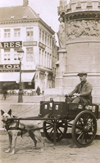 Sculptures Gallery: Vendor with dog cart, Market Square, Bruges, Belgium