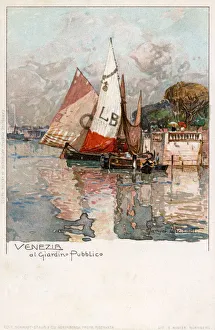 <b class=qtipBold><figcaption>Venice, Italy - The Public Gardens</figcaption></b><br>Venice, Italy - Boats moored alongside the Public Gardens (Giardino Pubblico). Date: circa 1901<br><em>© Mary Evans / Grenville Collins Postcard Collection</em> Venice, Italy - The Public Gardens
