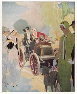 <b class=qtipBold><figcaption>Veteran Car Admired</figcaption></b><br>A vintage car rally in the Champs Elysees, Paris (France) attracts admiring crowds.<br><em>© Mary Evans Picture Library</em> Veteran Car Admired