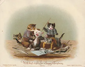 Victorian Greeting Card - Kittens Playing Victorian Greeting Card - Kittens Playing